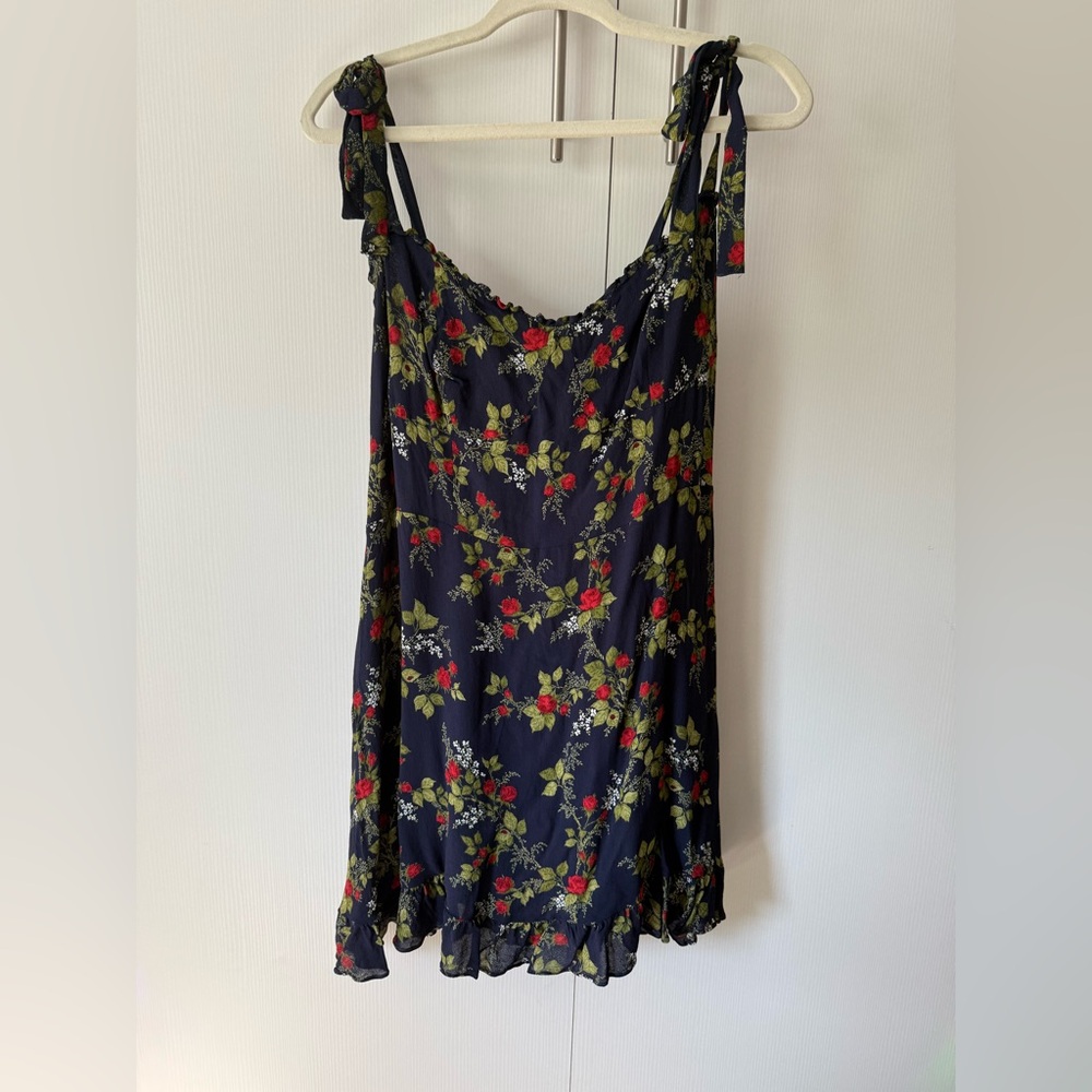 Reformation Navy Floral Dress